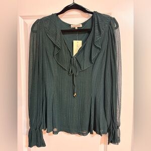 Elegant Green Ruffled Women's Top